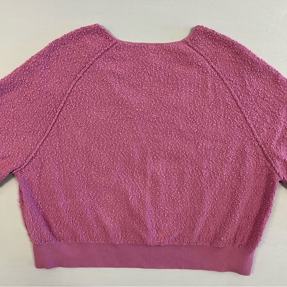 FREE PEOPLE Found My Friend Bouclé Pullover Sweater | LG | Orchid | V-Neck Knit - Picture 7 of 9